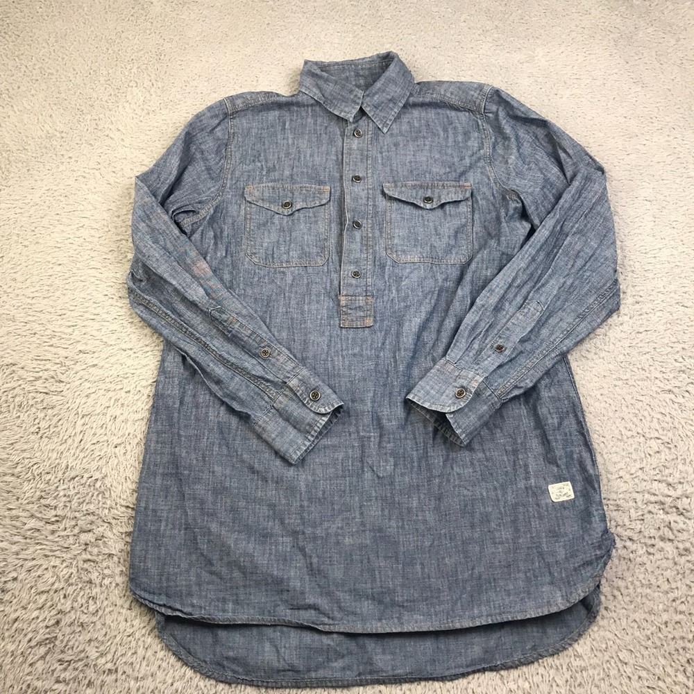 LRL Ralph Lauren‎ Denim Shirt Dress Womens S Chambray Blue  1/2 Button Popover